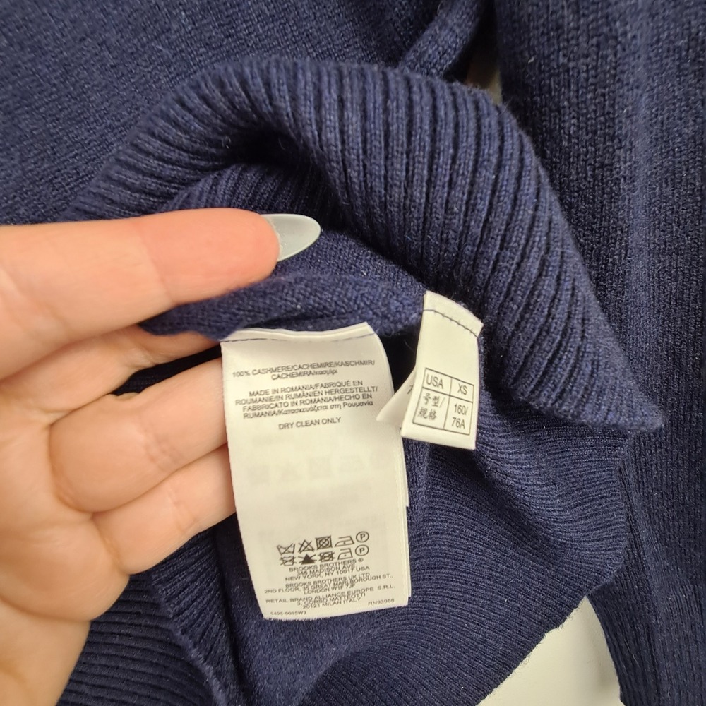 Brooks Brothers Navy Blue 100% Italian Cashmere Turtleneck Sweater Womens XS - Picture 5 of 6